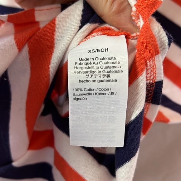 J. Crew Women’s Stripped Short Sleeve Long Dress- Orange White Navy - Picture 5 of 5